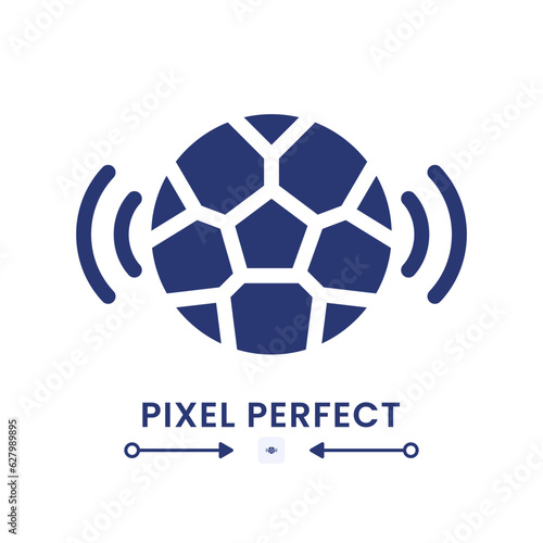Sports broadcast black solid desktop icon. Live stream. Television program. Soccer game. Pixel perfect, outline 4px. Silhouette symbol on white space. Glyph pictogram. Isolated vector image