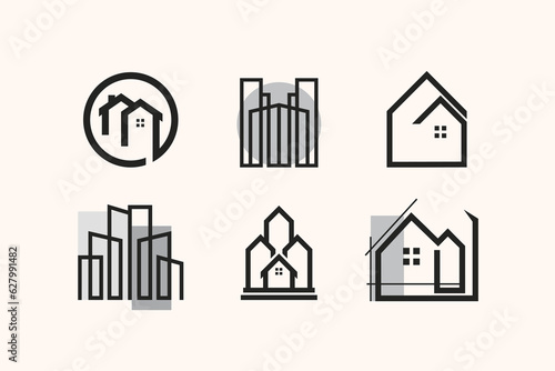 Фототапет Home and building logo collection with creative unique design vector