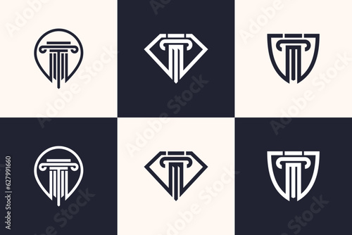 Lawyer logo collection with creative unique design vector
