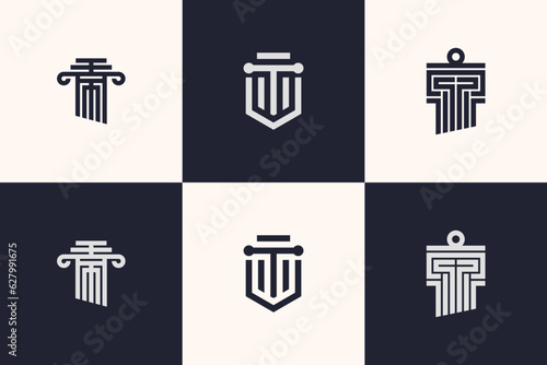 Lawyer logo collection with creative unique design vector