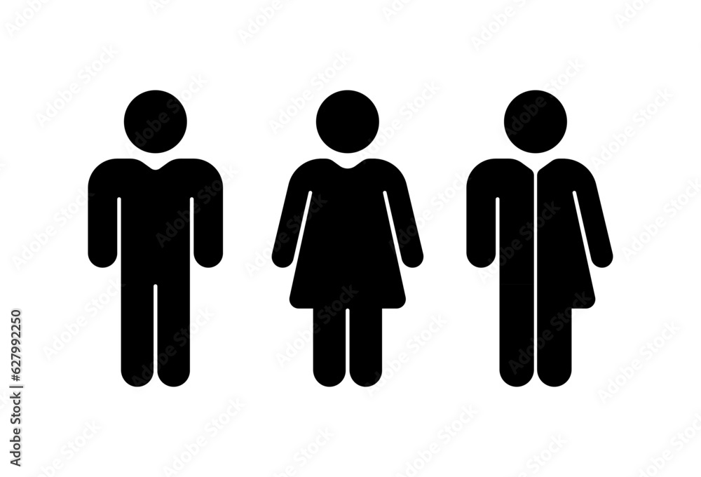 Man and woman icon. Silhouette, black. human icons, water closet. Vector icons Man and woman icon. Silhouette, black. human icons, water closet. Vector icons