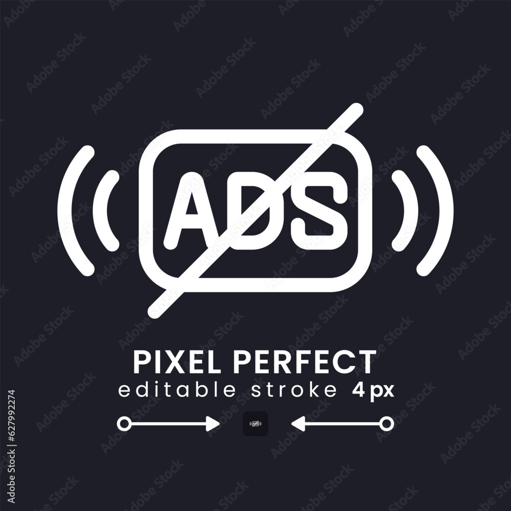 Ad free content white linear desktop icon on black Streaming service Ad free content white linear desktop icon on black Streaming service