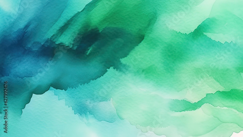 Blue green watercolor and Abstract aquarelle background with copy space for design. Generative Ai