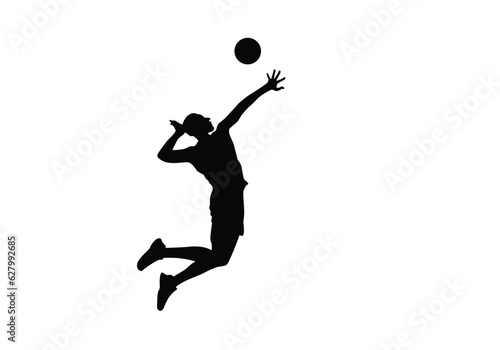 vector silhouettes of men's volleyball Illustration of an abstract volleyball player silhouette