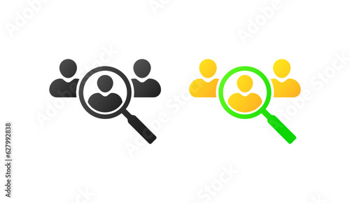 Search icon. Flat, color, search for a person, find a friend search. Vector illustration