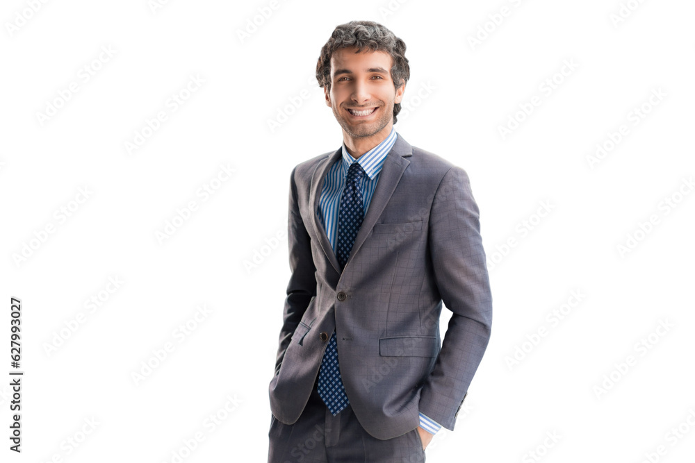 Happy smart business man on a transparent background. Happy smart business man on a transparent background.