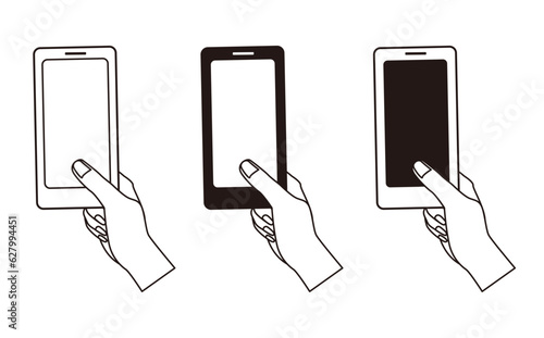 携帯電話を持つ手のベクターイラストアイコン集