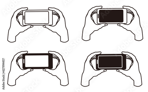 スマホを構えるベクターイラストアイコンセット