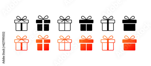 Gift boxes. Flat, color, gift icon, free drop. Vector icons