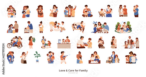 Love and caring family set