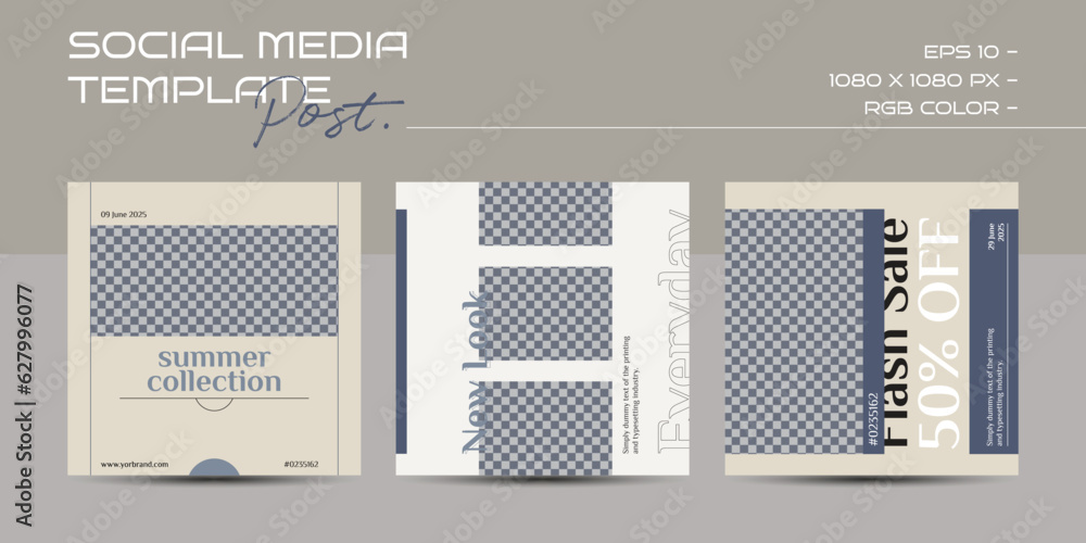 Post Simple Background Set of minimalist social media templates. Backgrounds for post. Square ...