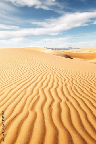 A desert scene with a blue sky and clouds. Digital image. © tilialucida