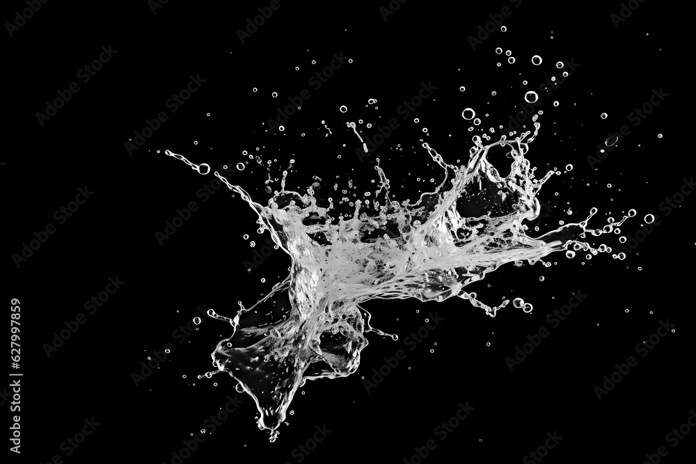 A water splash hitting the black background, in the style of animated gifs