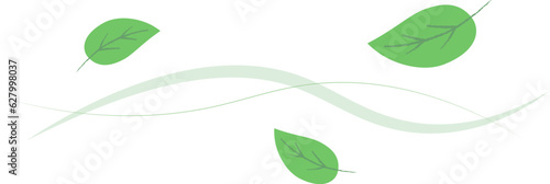 緑色の葉っぱとウェーブのベクター背景画像