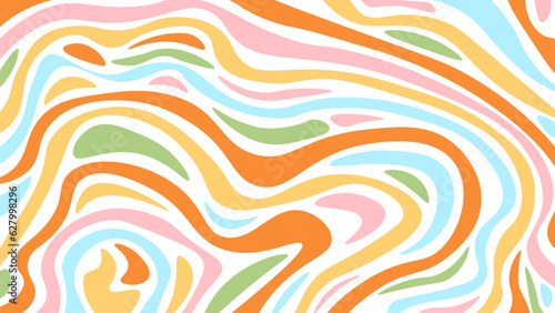 Colorful hand-drawn psychedelic groovy optical illusion background