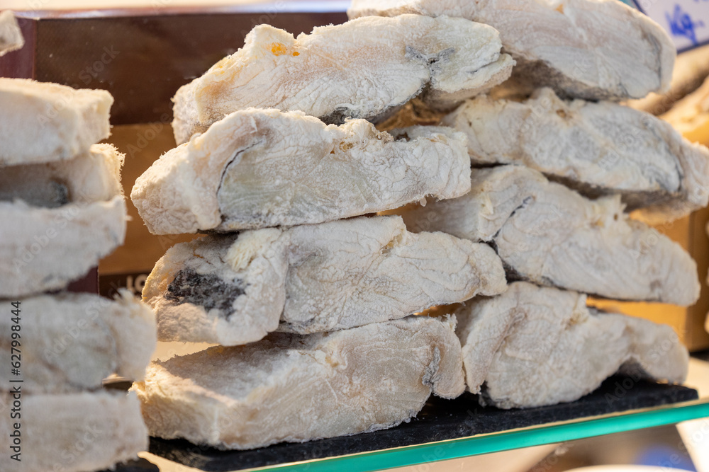 Salt cod in a fresh market Salt cod in a fresh market