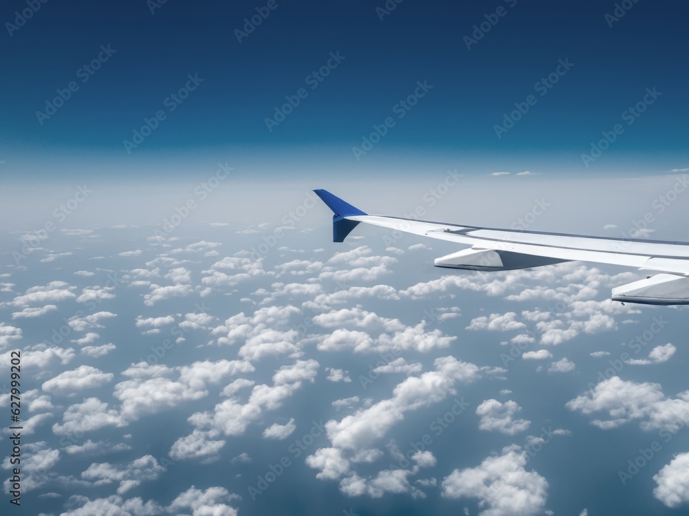 airplane over the clouds one wing in picture airplane over the clouds one wing in picture