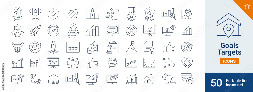 Goals icons Pixel perfect. target, success, performance, ... Goals icons Pixel perfect. target, success, performance, ...