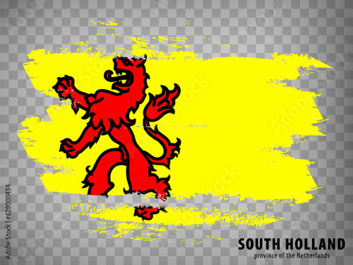 Flag of South Holland brush strokes. Flag of Province South Holland on transparent background for your web site design, logo, app, UI. Netherlands. EPS10.