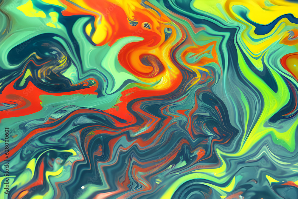 Abstract twirl multicolored swirl liquid colorful background textures. Generative AI, AI Generated.