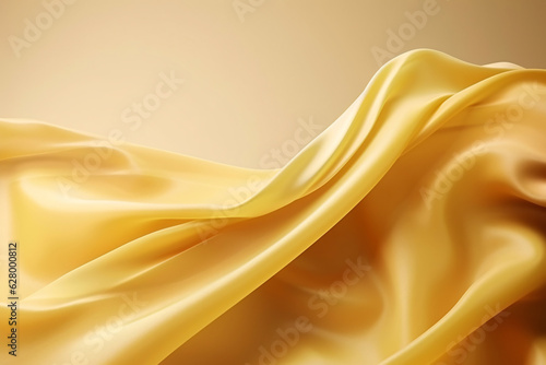 Golden silk on a yellow background. 3d rendering. Image contains transparency.