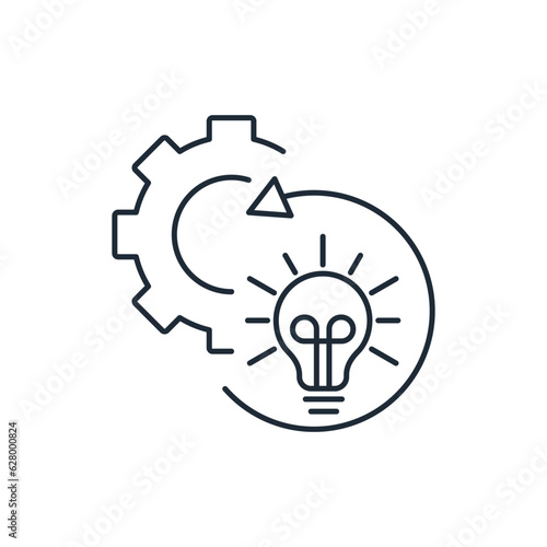 New idea in the mechanism. Innovation. Technical development. Vector linear icon isolated on white background.