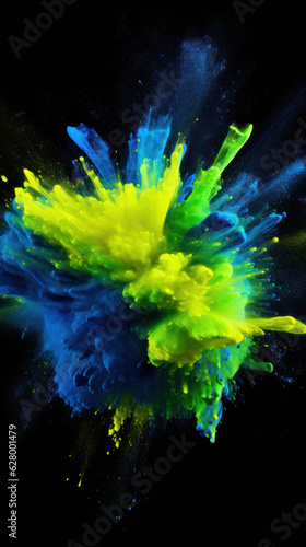 Blue yellow green holi paint color powder