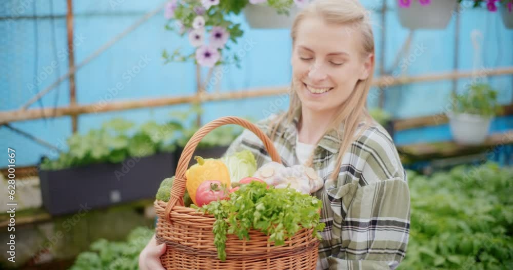 Farmer With Organic Vegetables In Farm. Farmer With Organic Vegetables In Farm.