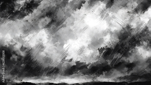 Black white abstract watercolor. Dark gray art background for design. Generative Ai © RUMA