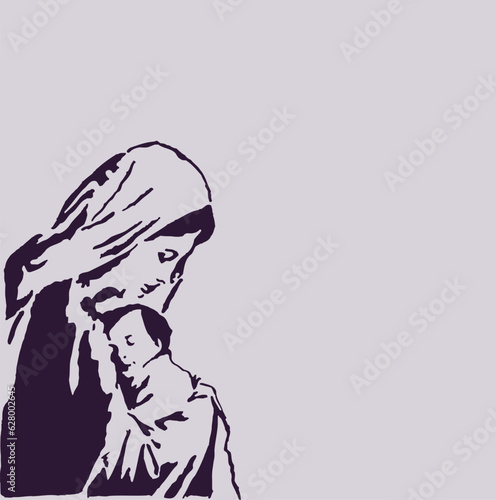 HIGH QUALITY MOTHER MARIA VECTOR FOR HOME WALL DESIGN, T-shirts and tattoos