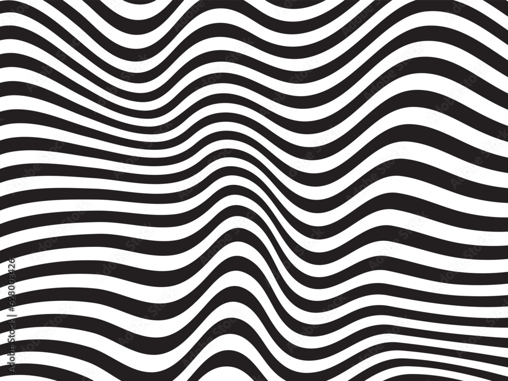 Abstract vector wave stripes. Black and white striped background ...