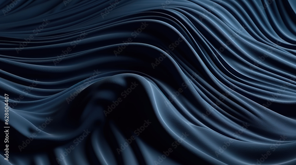 Navy blue volumetric abstract background. Corduroy fabric with soft wavy folds. Generative Ai Navy blue volumetric abstract background. Corduroy fabric with soft wavy folds. Generative Ai