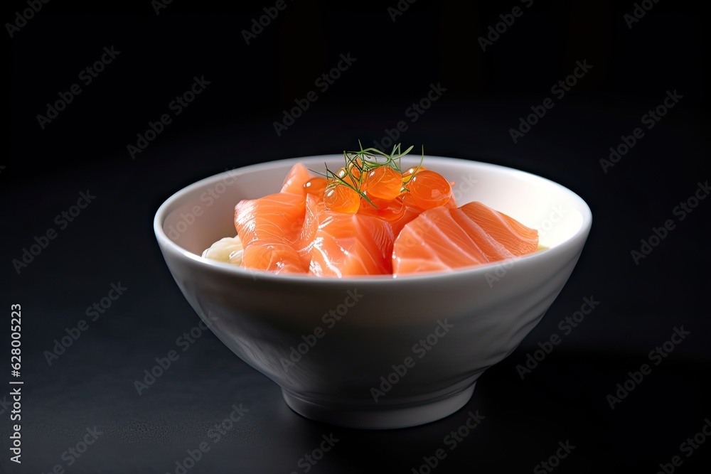 Raw Salmon Sashimi Slice - Japanese Food Photography Raw Salmon Sashimi Slice - Japanese Food Photography