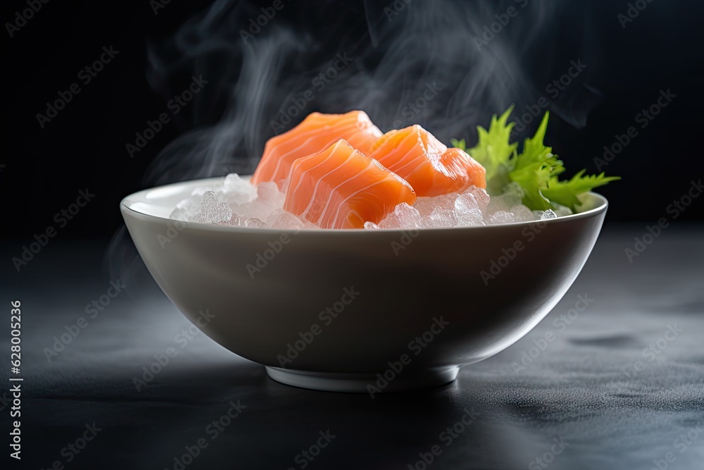 Raw Salmon Sashimi Slice - Japanese Food Photography Raw Salmon Sashimi Slice - Japanese Food Photography