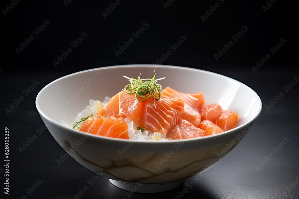 Raw Salmon Sashimi Slice - Japanese Food Photography Raw Salmon Sashimi Slice - Japanese Food Photography