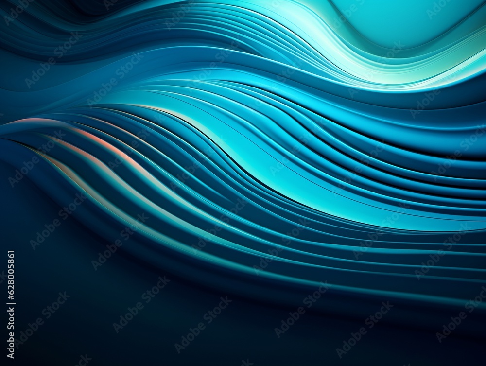 Blue wavy lines background, liquid wave abstract background. Generative ai