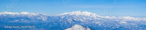 Snow peaks on a sunny day (viewed from Ryuo, Nagano, Japan)