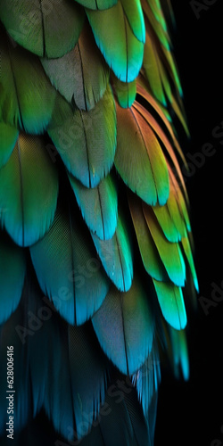 Colorful parrot feathers background © AlineAll
