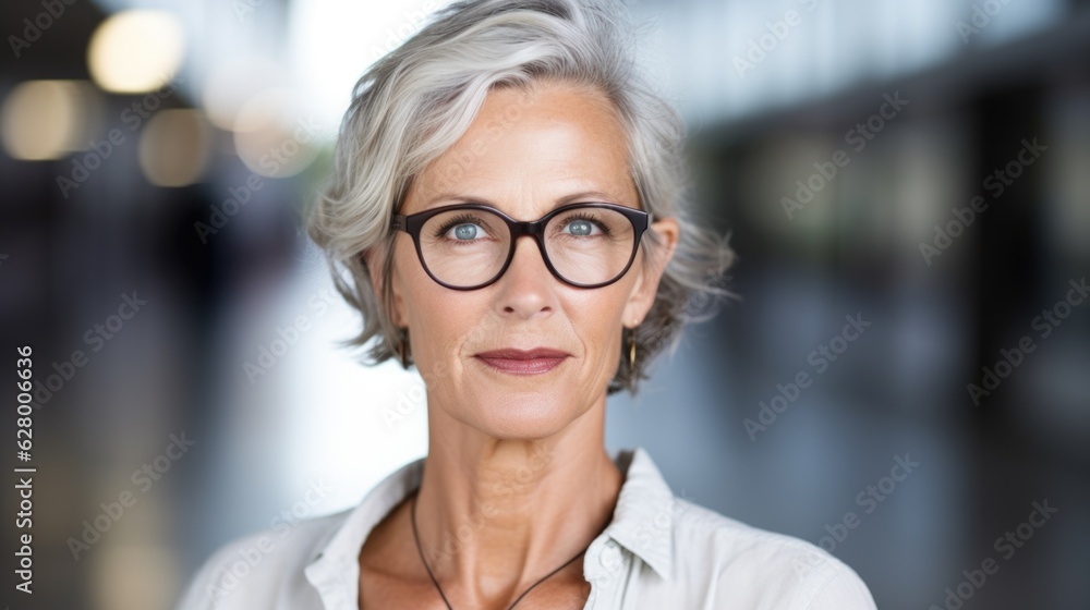 A woman with glasses and a white shirt. Digital image. Middle-aged european traveller. A woman with glasses and a white shirt. Digital image. Middle-aged european traveller.