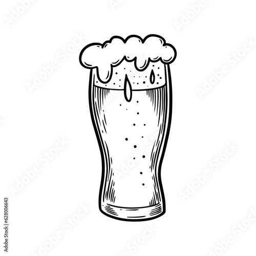 Hand drawn black color beer mug in engraving style retro vector illustration
