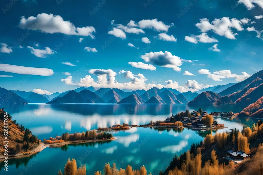 Naklejka premium lake scenery