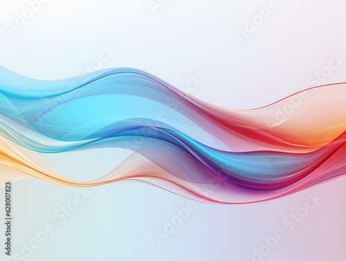 Colorful wavy lines with colors red and bluu on white background. Generative ai