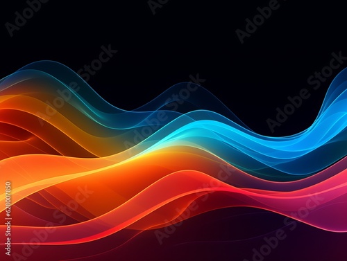 Neon colors wave shaped abstract background. Generative ai