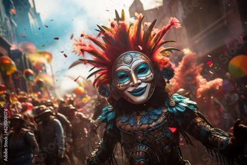 Lively Carnival With Colorful Parades, Generative AI
