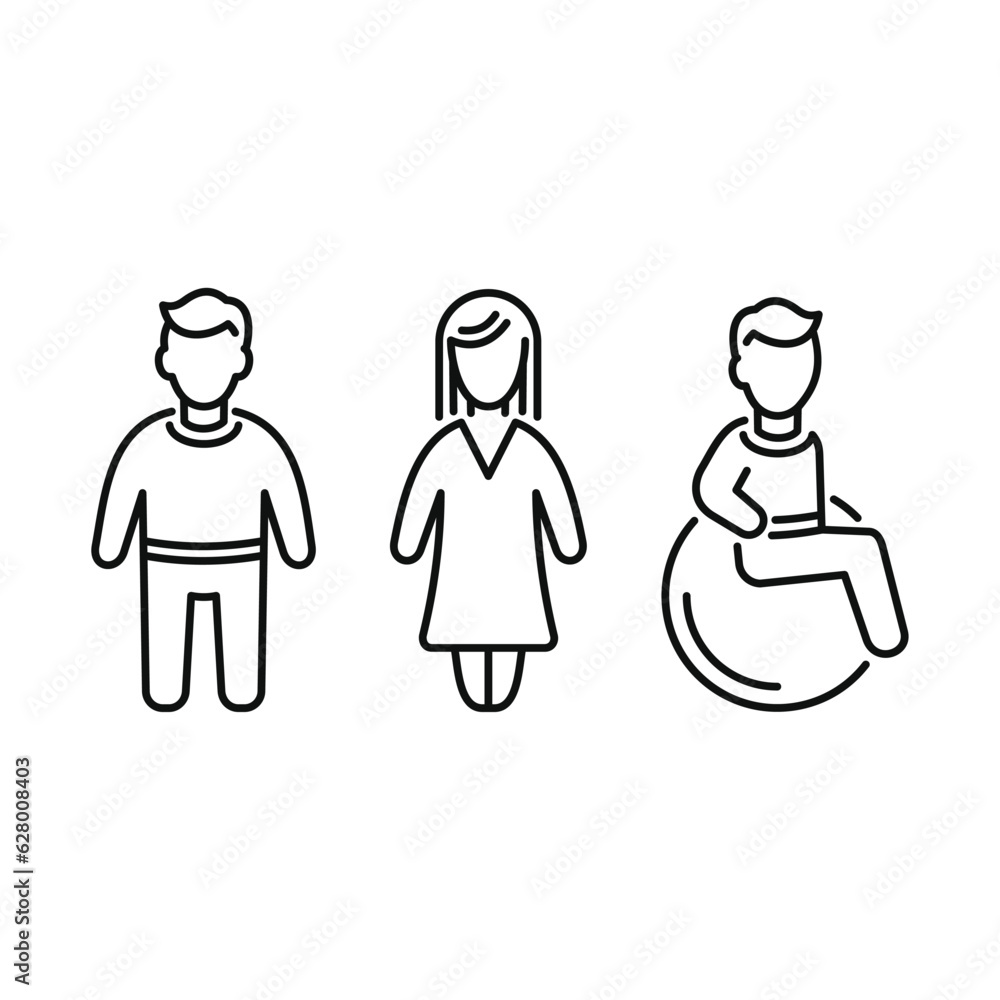 Male, Female, Handicap Toilet Sign. Linw Icons Set Vector Male, Female, Handicap Toilet Sign. Linw Icons Set Vector