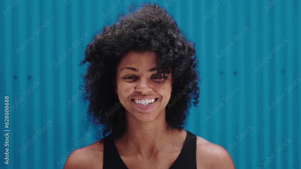 Portrait of Young Black Woman Looking at Camera Close Up. Head Shot and ...