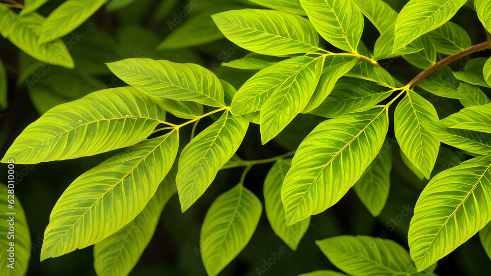 Tropical foliage seamless pattern on slight blurred background. Close-up leaves display Tropical foliage seamless pattern on slight blurred background. Close-up leaves display