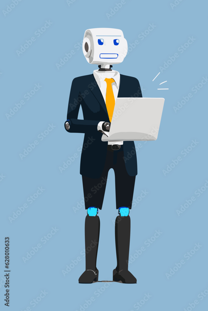 illustration of a isolated cyborg robot in communication, 3d illustration of a isolated cyborg robot in communication, 3d