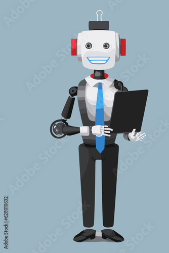  illustration of a isolated cyborg robot in communication, 3d