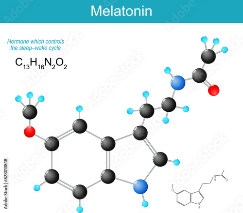 Melatonin molecule. molecular chemical structural formula